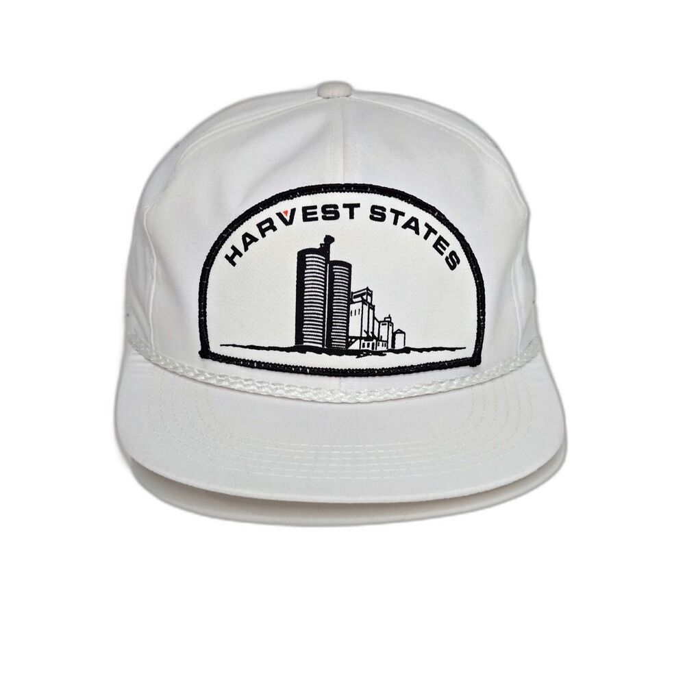 Vintage 80s K-Products Harvest States Snapback Hat | White Black Made In USA Cap